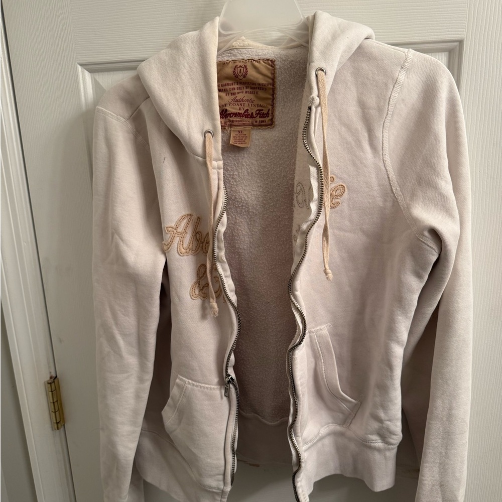Abercrombie & Fitch Women's Off-White Hoodie Jacket